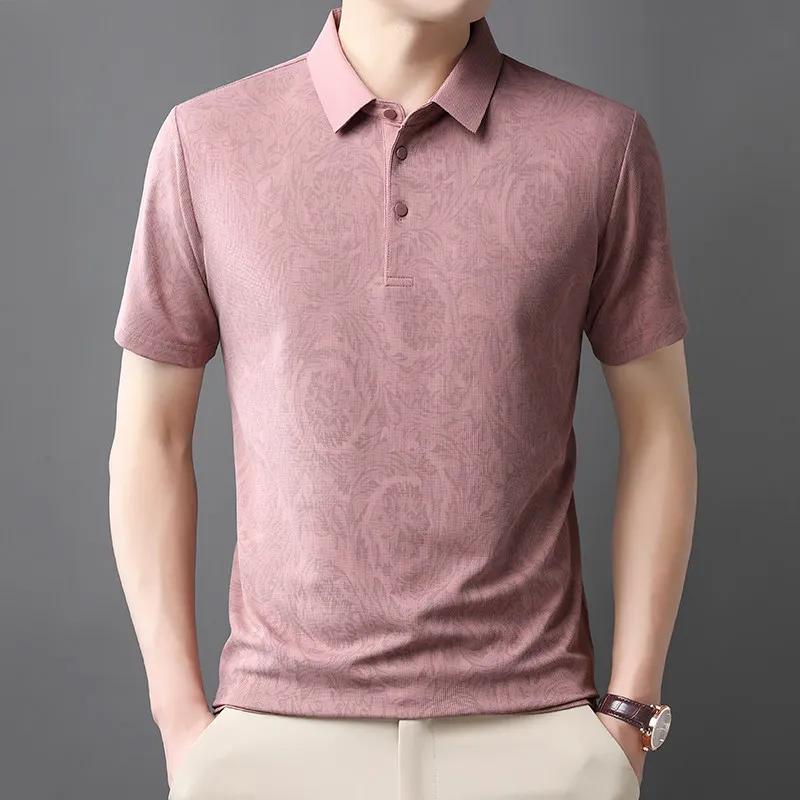 New Men's Business Casual Short Sleeved Shirt Solid Color Polo Shirt Fashionable Breathable Comfortable Versatile Top