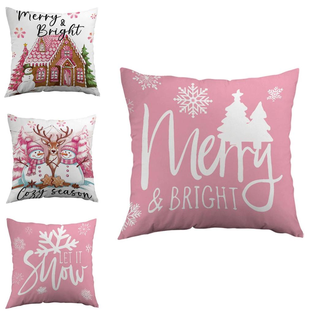 Christmas Snowman Polyester Cushion Cover For Living Room Decor