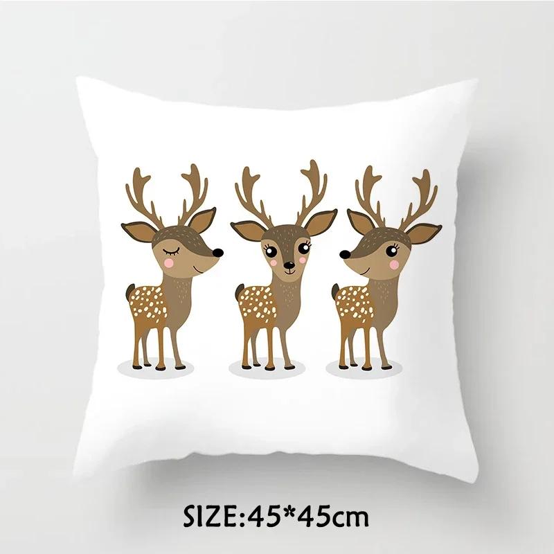 Christmas Pillowcase  Tree Santa Claus Elk Cushion Cover Merry  Home Happy New Year Gift