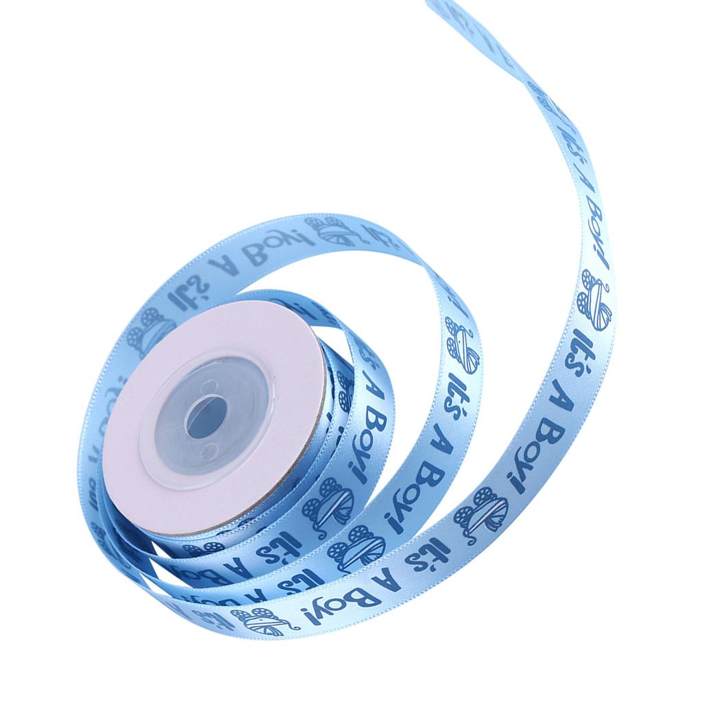 10Yards Roll IT IS A BOY GIRL Blue Pink Baby Shower Christening Party Favor Gift Stain Ribbon