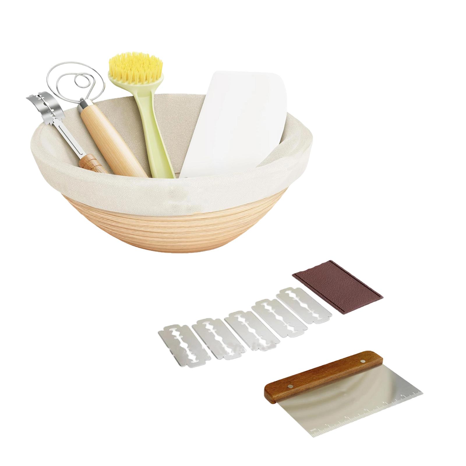 

Bread Baking Tool Set with Dough Scraper Proofing Basket Brush and Cutter for Home Baking and Dough Preparation Equipment One Size бежевый