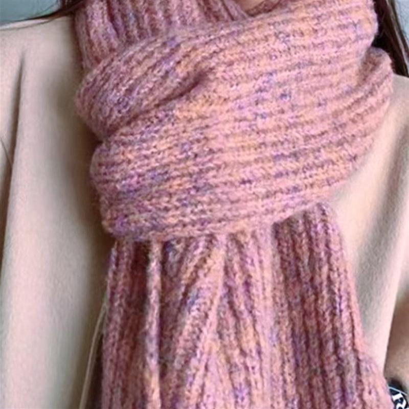 New Style Wool Knitted Scarf for Women Winter New Ins Korean Fashion Versatile Warm Scarf Skin Friendly and Soft