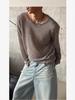 Suéter de Punto Holgado Roto para Hombre - Cubre-hombros de Manga Larga Hueco de Moda.