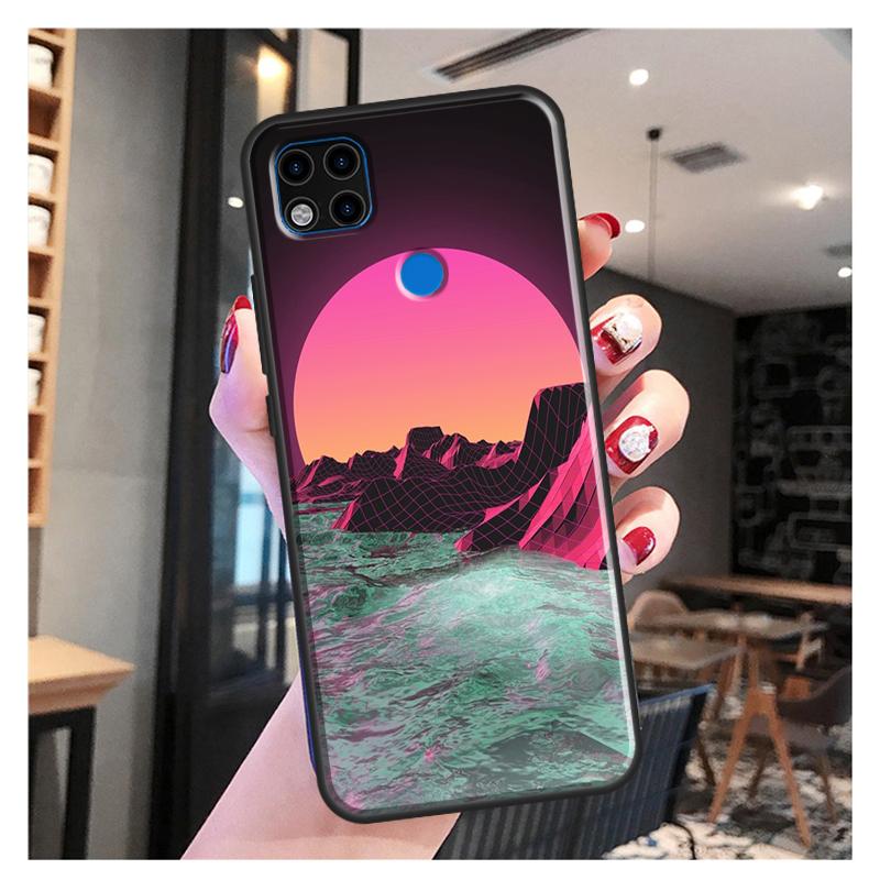 80S Vaporwave Retro Synthwave Západ slunce Pouzdro Pro Xiaomi Redmi Note 10 Pro Note 9 Pro Note 11 Pro 8T 9S 10S 10 9A 9T 9C Kryt Pouzdro