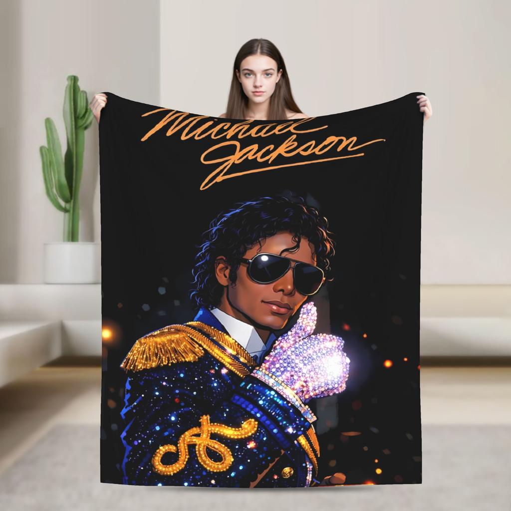 Michael Jackson Blanket Soft Warm Graphic Plush Throw Blanket For Bedroom Travel Flannel Bedspread Bed Cover