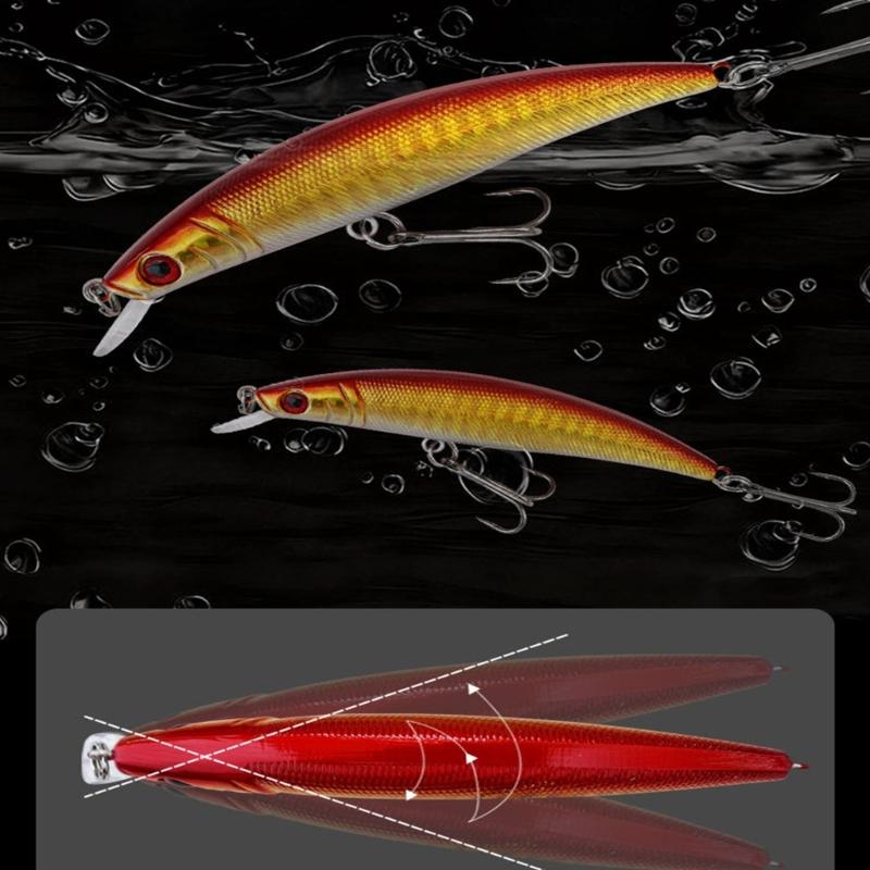 Jerkbait Fishing Tackle Set for Stream Casting and Shallow Water Use, 5 Piece 88 Mm Artificial Baits Fishing Lures with Fish Eye Detail