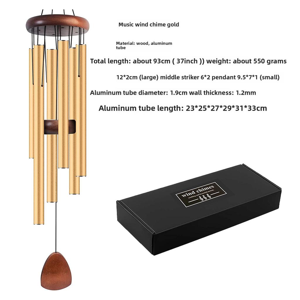 Campana de Viento Exterior de 26 Pulgadas Crea una Atmósfera para Decoración Exterior de Casas de Campo Música de Jardín Tubo de Aluminio Metal Campana de Viento