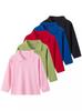 Kids Oversized Polo Shirt Long Sleeve Cotton Solid Color Casual Top for Boys Girls