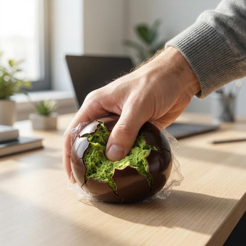 Handmade Mint Dark Chocolate Fidget Squeeze Ball Stress Reliever Sensory Toy for Office Home School