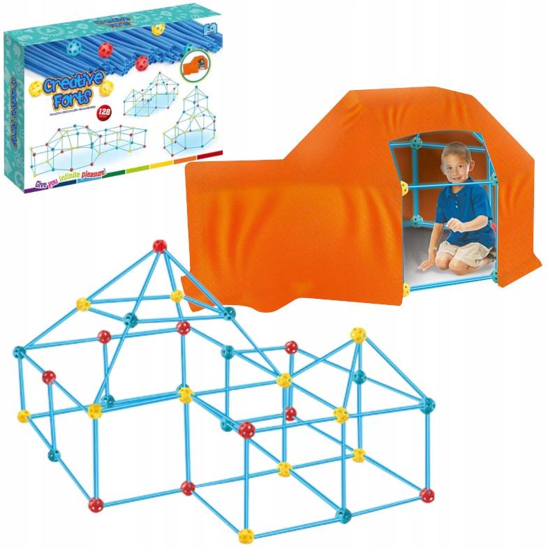 Blocks Construction Tubes Straws Tent Base Building Set 128 Pieces