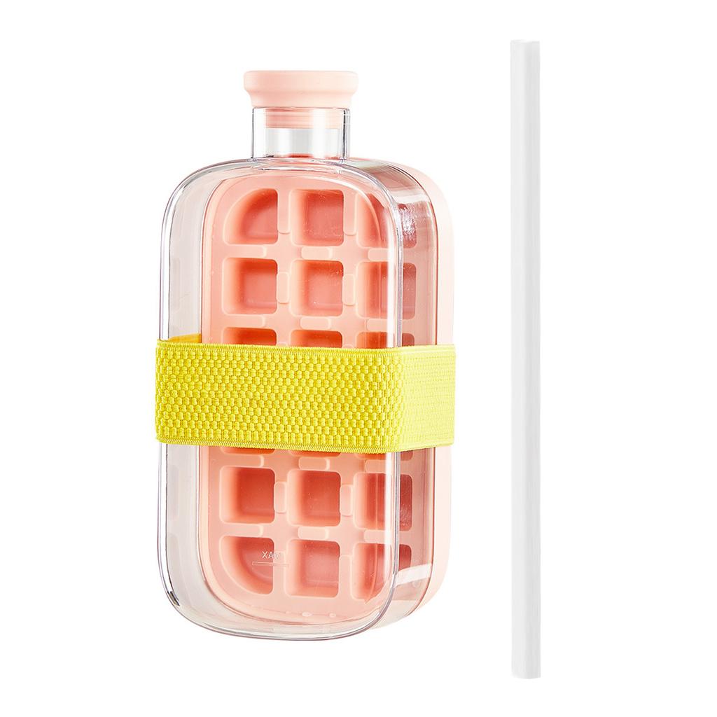 Ice Tray Water Bottle 2 In 1 Leakproof 800ml Ice Cube Maker For Freezer 18 Grids with Push Button Release Easy Clean
