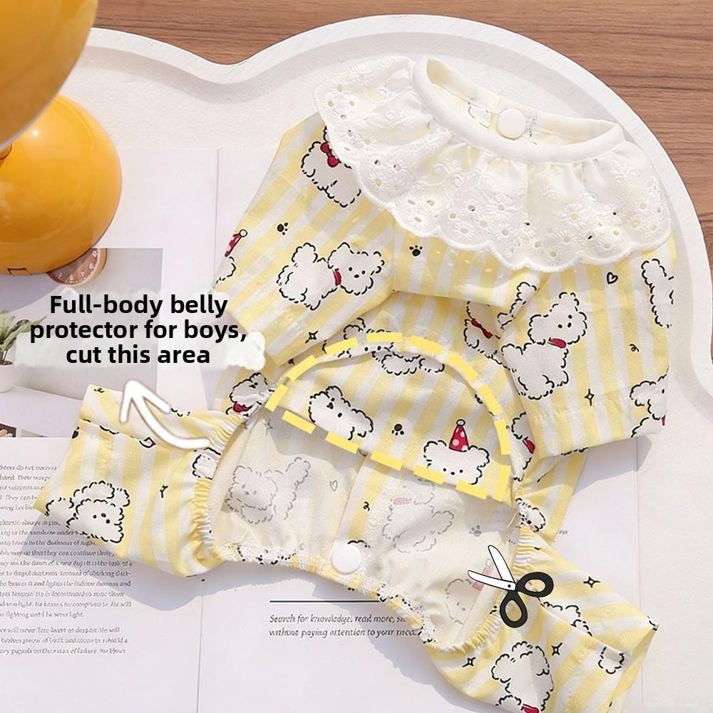 Button Down Design Pet Sleepwear Strips Pattern Indoor Lounge Wear Soft Puppy Shirt For Small Dogs