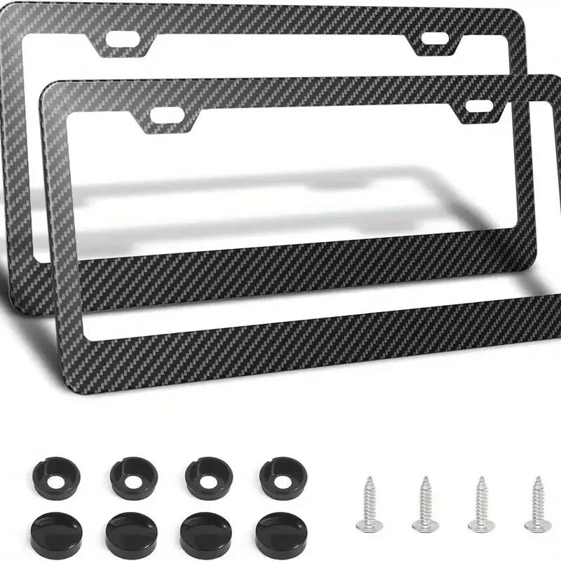 Number Plate Holder Carbon Fiber Car License Plate Frame Holder Car License Plate Frame Label Universal Auto Parts License Plate Covers Frames 6