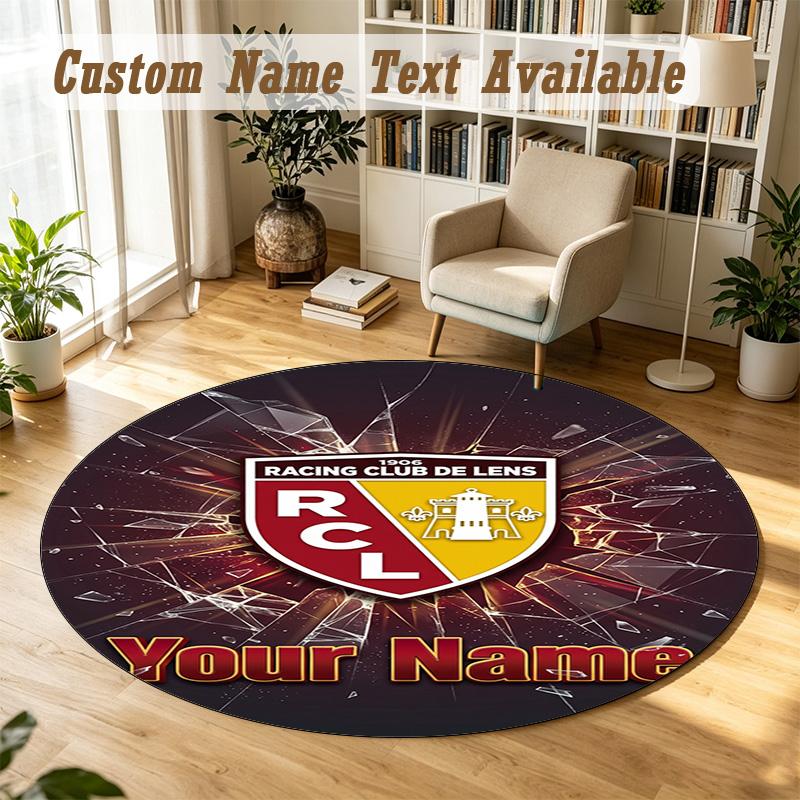 Round Rug Custom Nameracing club de lens Pattern Non Slip Carpet Home Floor Decor