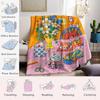 Orange Kitten House Flannel Blanket Warm Soft Halloween Christmas Couch Warm Cozy Decorative Decor Gift for All Season
