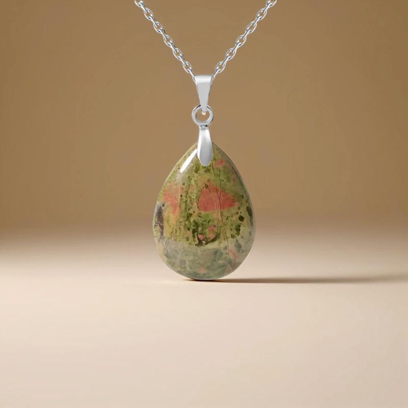 High quality hot selling natural crystal stone water drop pendant necklace jewelry simple fashion necklace merchandise jewelry
