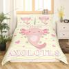 Cartoon Axolotl Duvet Cover Set KingQueen Size Kids Girls Boys Cute Rainbow Sea Wildlife Animal Reptile Polyester Bedding Set