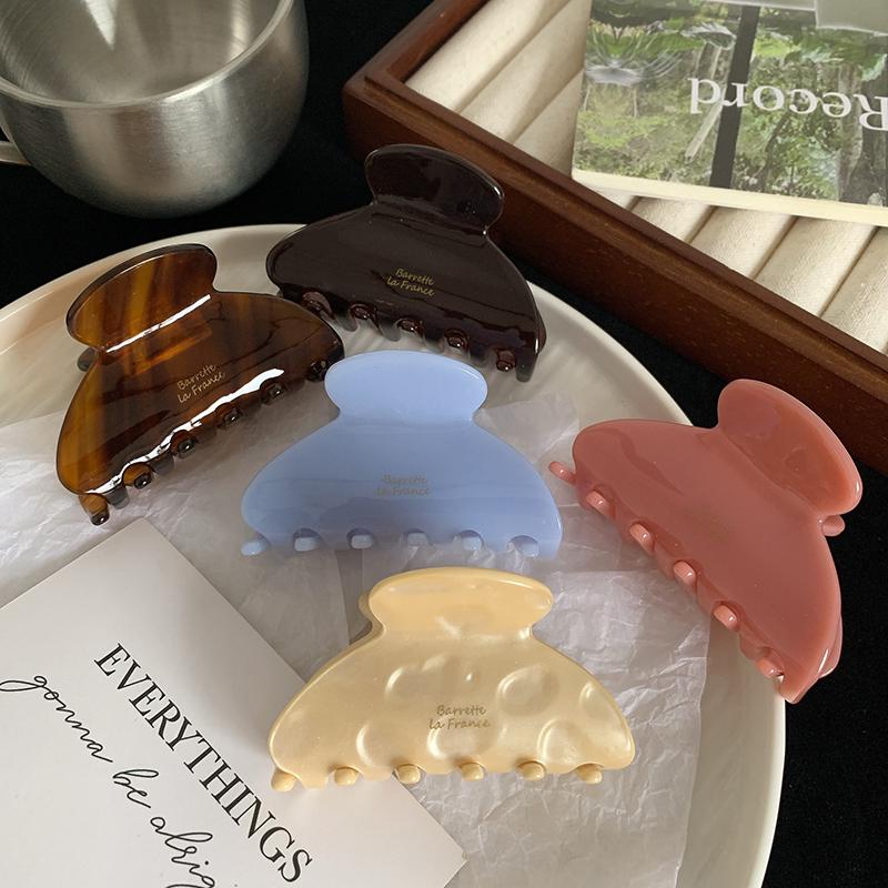 Korean Retro 6.6cm Oval Milky Coffee Brown Half Hair Clip Hair Accessories Simple Acetic Acid Shark Clip For Woman Girls