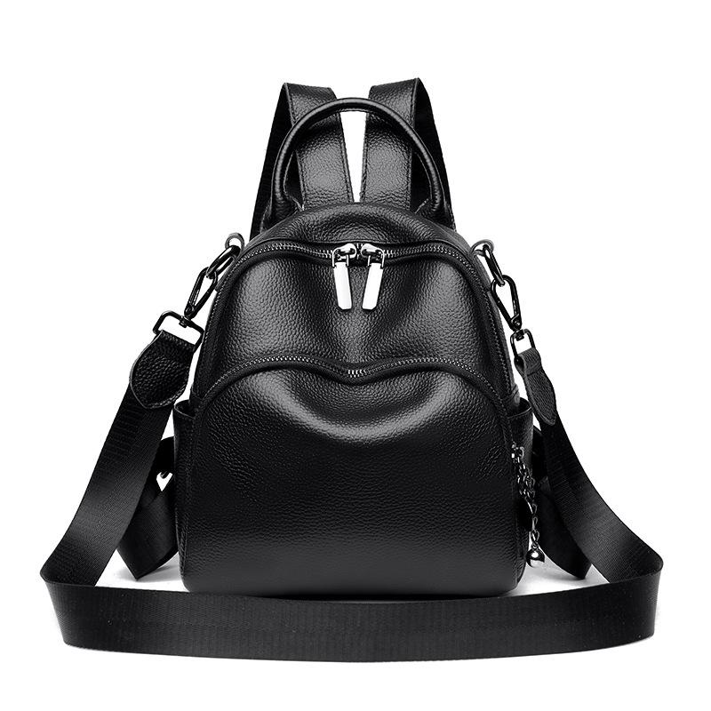 

Новый высококачественный женский рюкзак, черная простая женская сумка через плечо с несколькими молниями