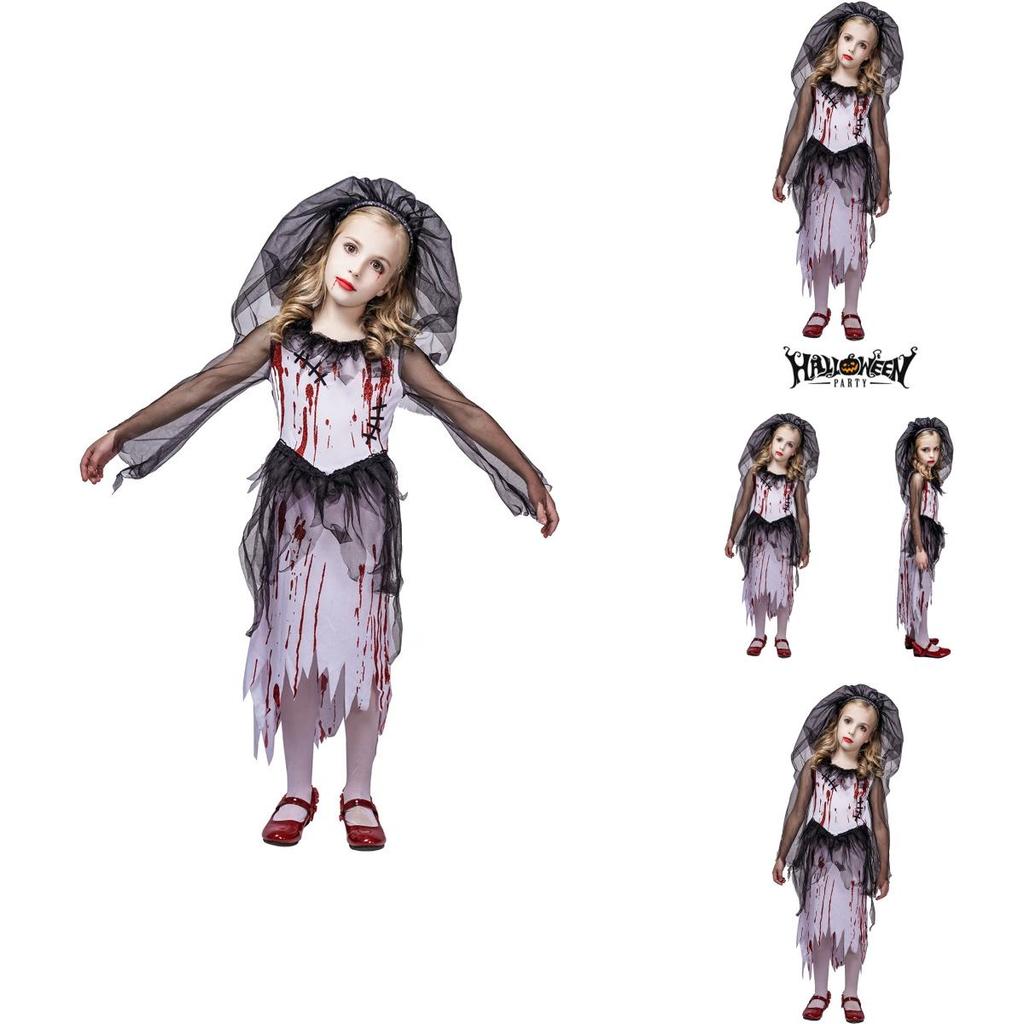 Perfect Halloween Costume For Kids Ghostly Bride Cosplay Outfit