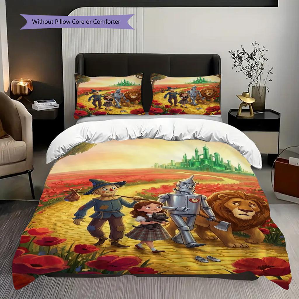 1PC The Wizard of Oz Pattern Bedding Quilt Set Quilt Cover Pillowcase Home Decoration Birthday Gift (1 * Duvet Cover + 2 * Pillowcase, Without Core)