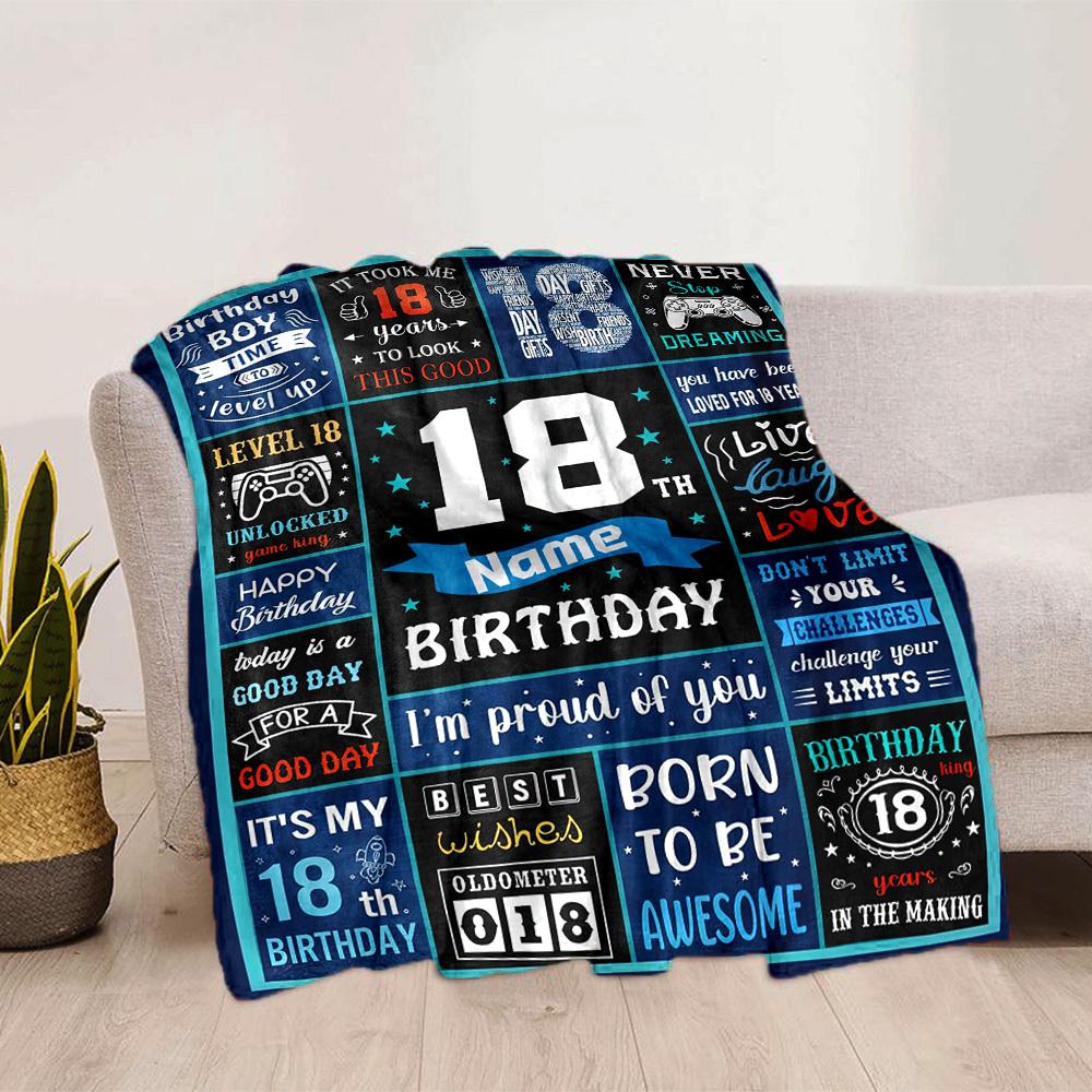 Happy 18Th Birthday Name Blanket Soft Cozy Lightweight For All Seasons Perfect Gift For Friends Family Office Bed Living Roomt18