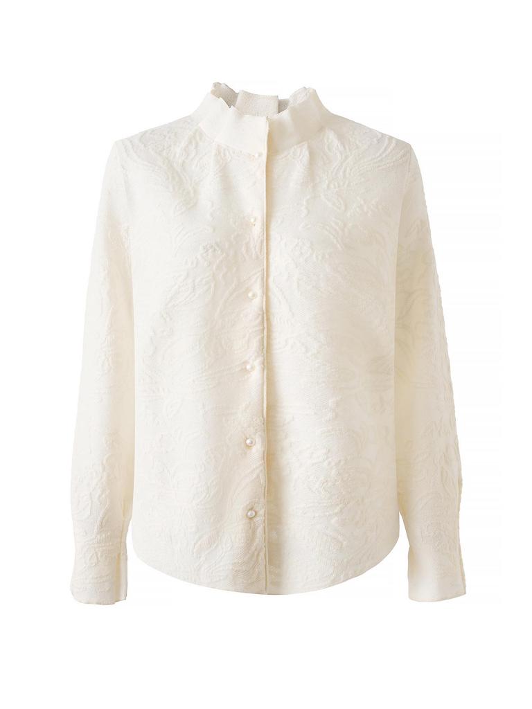 3D Interwoven Wool Jacquard Ruffle Flare Sleeve Knit Top