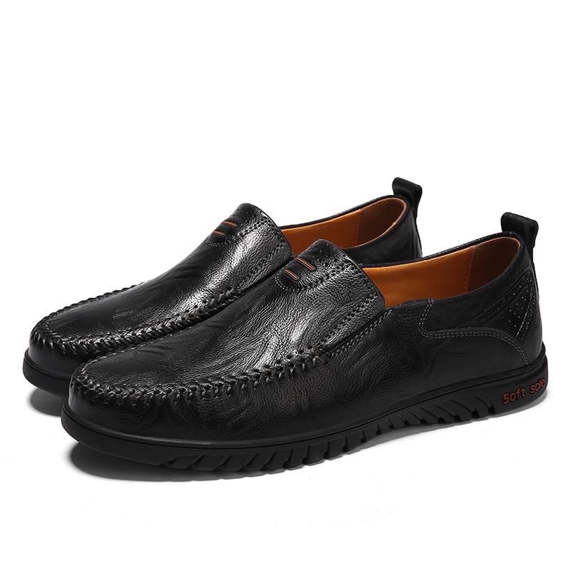 Genuine Leather Men Casual Shoes Luxury Brand 2025 Slip on Formal Loafers Men Moccasins Italian Black Male Driving Shoes JKPUDUN