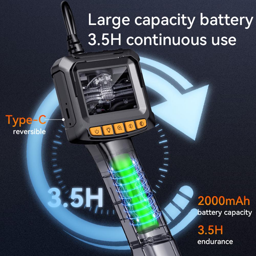 Industrial Endoscope Camera 8mm Digital Pipeline Inspection Camera With 2.4inch IPS 8 LED for Car Pipe Inspection Borescope