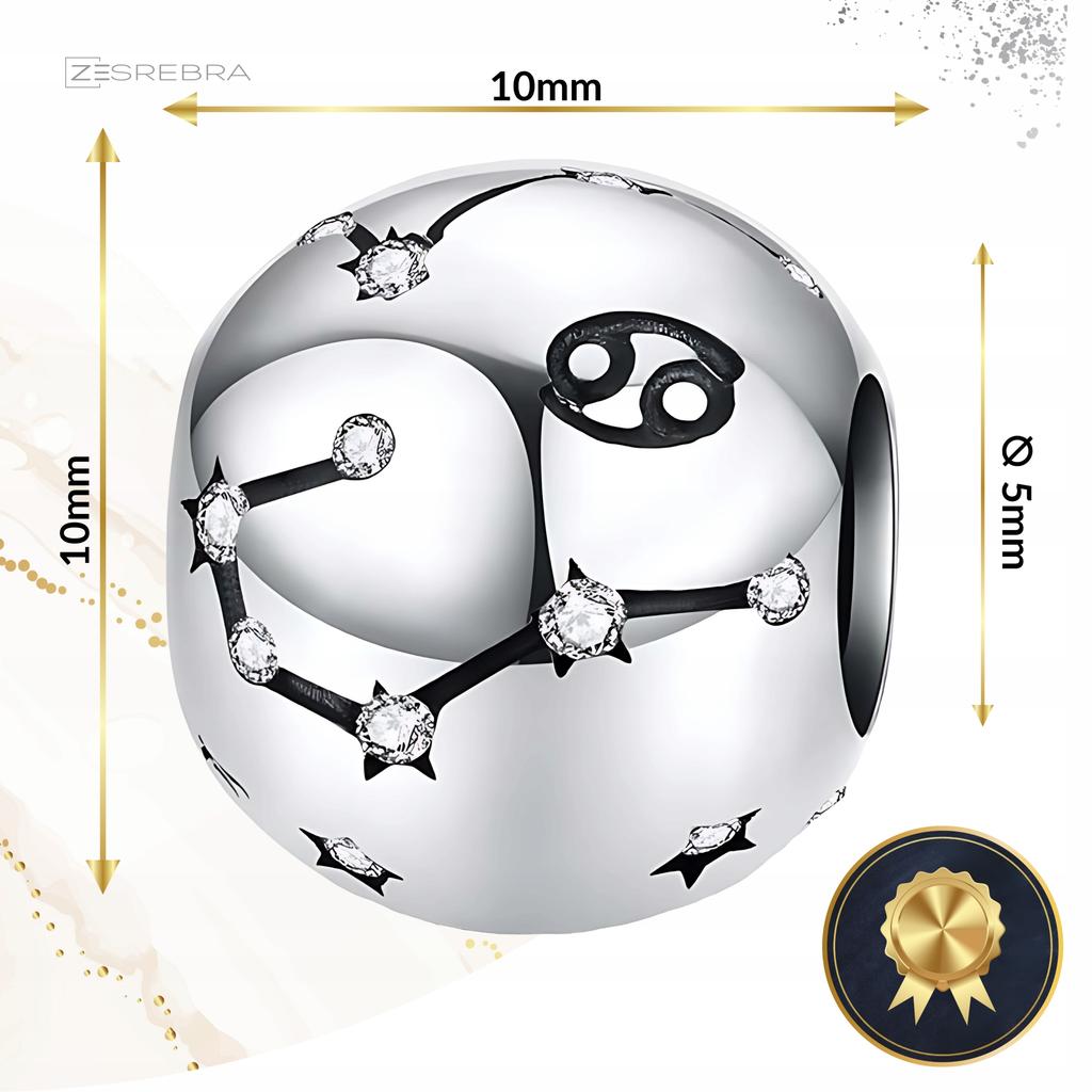 Charms 925 Zodiac Sign Cancer Constellation Pendant Pr 925 Bead
