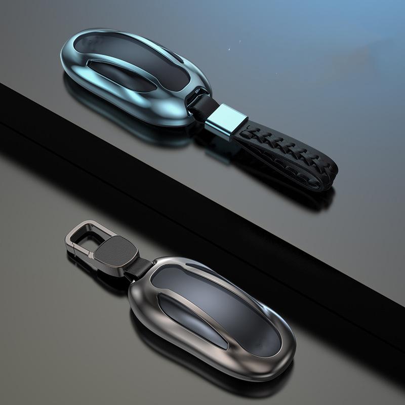 S Car Remote Key Fob Case Cover With Belt Aluminum Alloy Key Shell For Tesla Model S Model 3 Model X Model Y