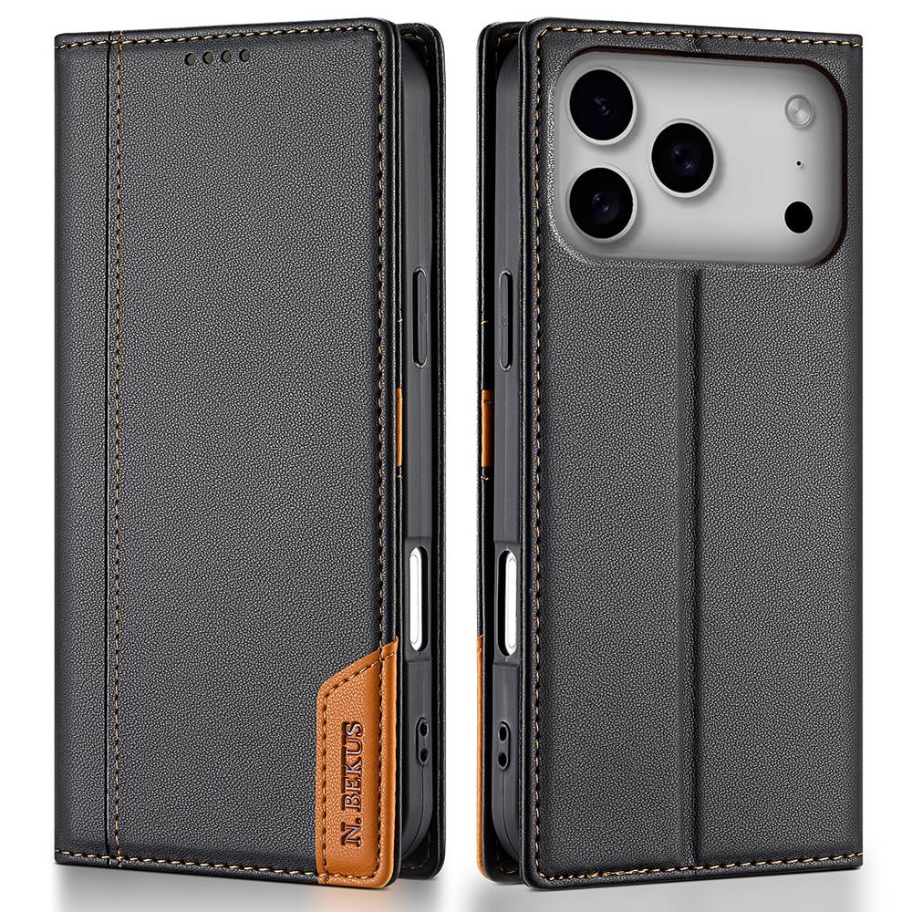 N.BEKUS P3 For iPhone 17 Pro Max Case RFID Blocking Wallet Stand PU Leather Flip Phone Cover