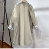 Women's Long Windbreaker Jacket Spring New Style Patchwork Japanese Style Medium Long Coat
