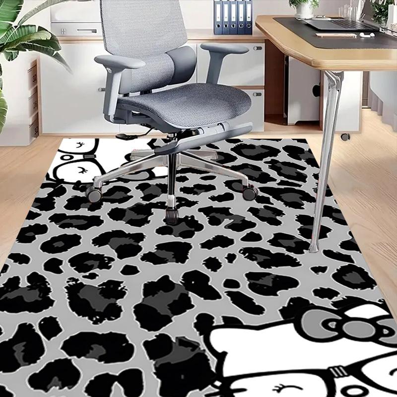 1pc Leopard Print Hello Kitty Carpet Anti Slip Polyester Floor Mat for office.Bedroom