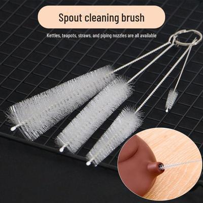 4-Piece Nylon Spout Cleaning Brush Set for Teapots, Kettles, and Straws