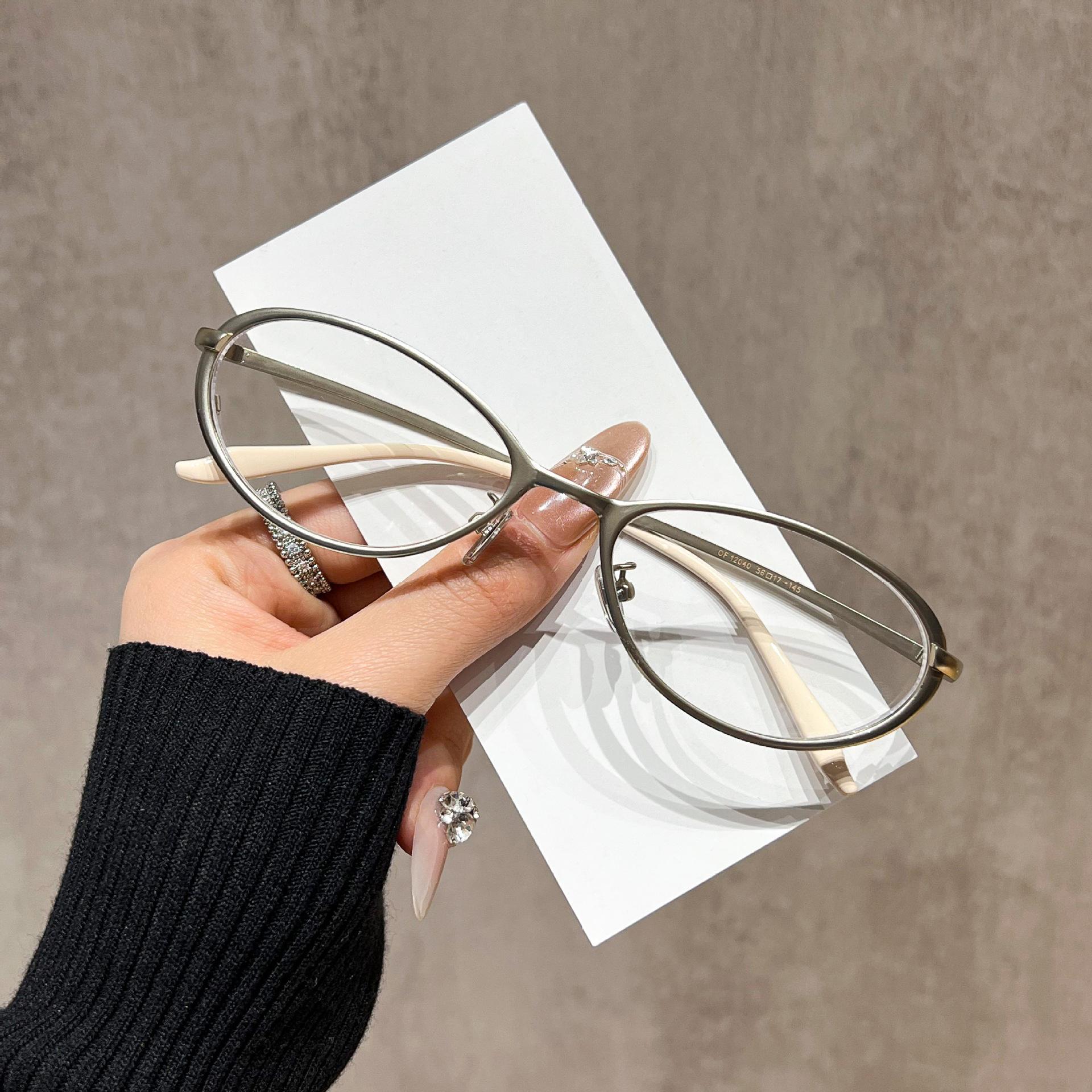 

New sunglasses kickoff retro light-colored oval sunglasses men s and women s old money style