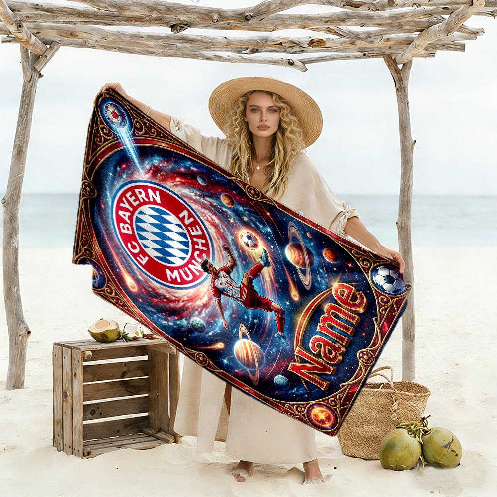 Bayern Munich Cosmic Jersey Customize Your Name Beach Towel Soft Durable Quick-Dry