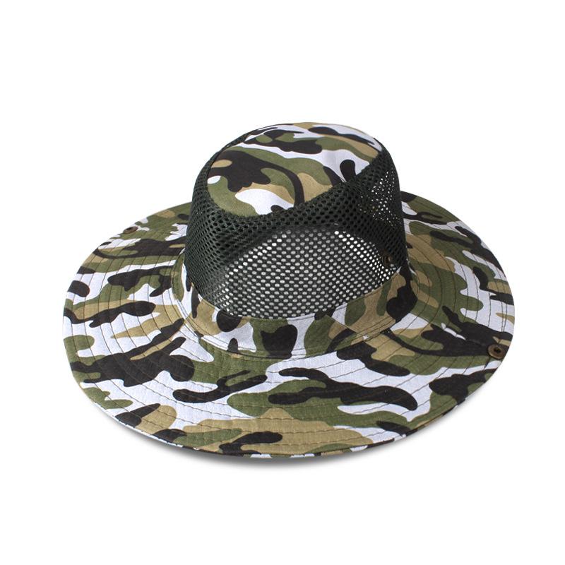 Updated Tactical Camouflage Male Bucket Hat Breathable Mesh 9cm Brim Sun Hat Male Foldable Outdoor Jungle Hunt Camping Angling  Practical Use