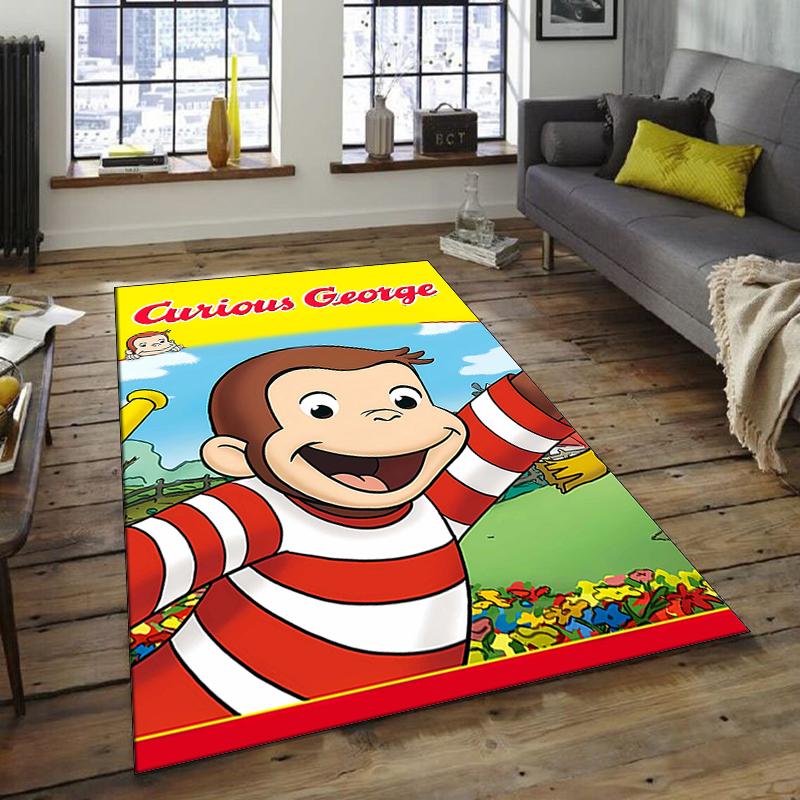 1pc Curious George (6) Design Area Rug - Non-Slip, Soft & Cozy Floor Mat for Living Room, Bedroom, Office - Indoor/Outdoor Decorative Carpet