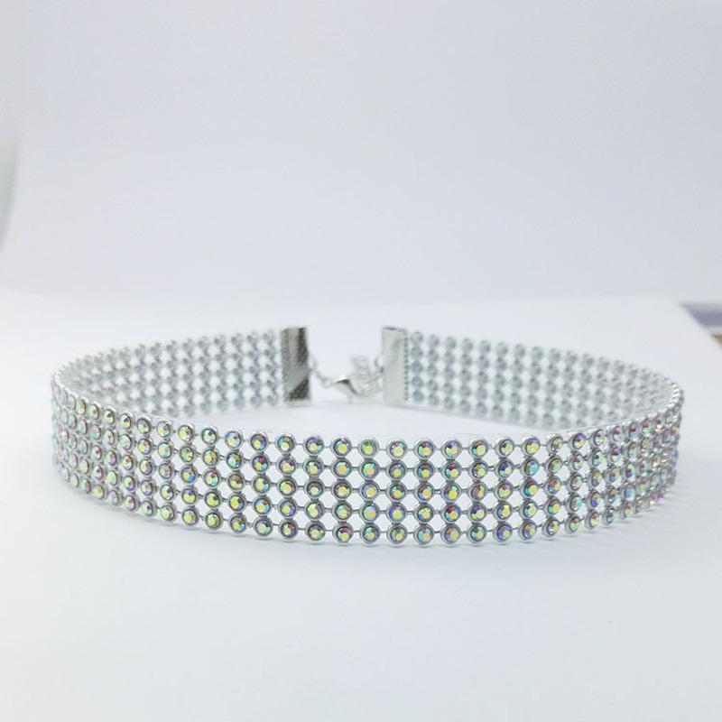 Einfache mehrschichtige Balkenhalskette mit eingelegtem Zirkon für Damen