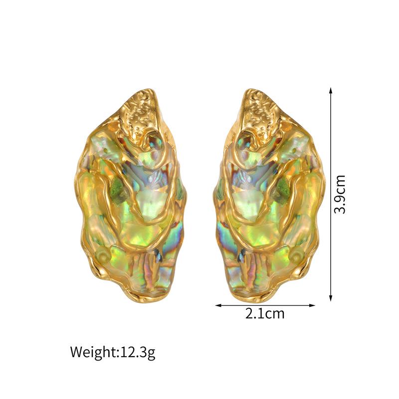 Geometric Irregular Abalone Shell Earrings: Retro & Fashionable New Chinese Design