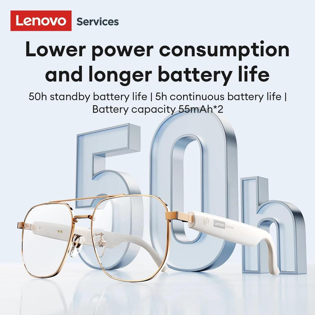 Original Lenovo GS105 4K Smart Wireless Glasses Bluetooth 6.0 AI Sunglasses HD Hands-free Calls Music Headphones ENC Noise Cancellation Dual Mic