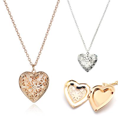 Γυναικεία Χαριτωμένα Κολιέ με Φωτογραφία, με Μενταγιόν σε Σχήμα Καρδιάς και Λουλουδιού