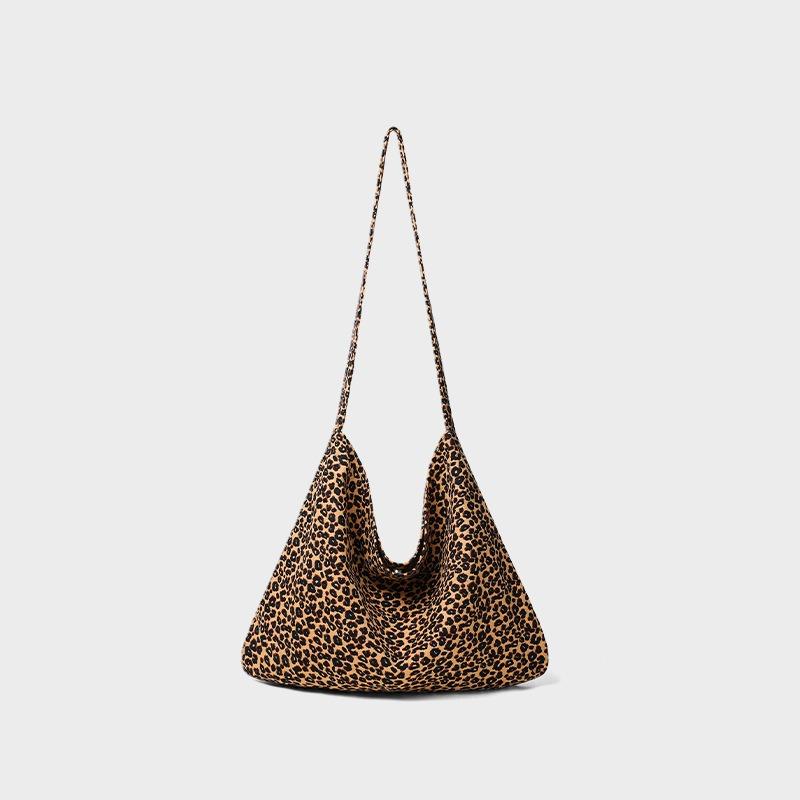 Tote Bag, New Women's Bag, Leopard Print Canvas Bag, Large-capacity Student Class Versatile Lazy Wind Bag