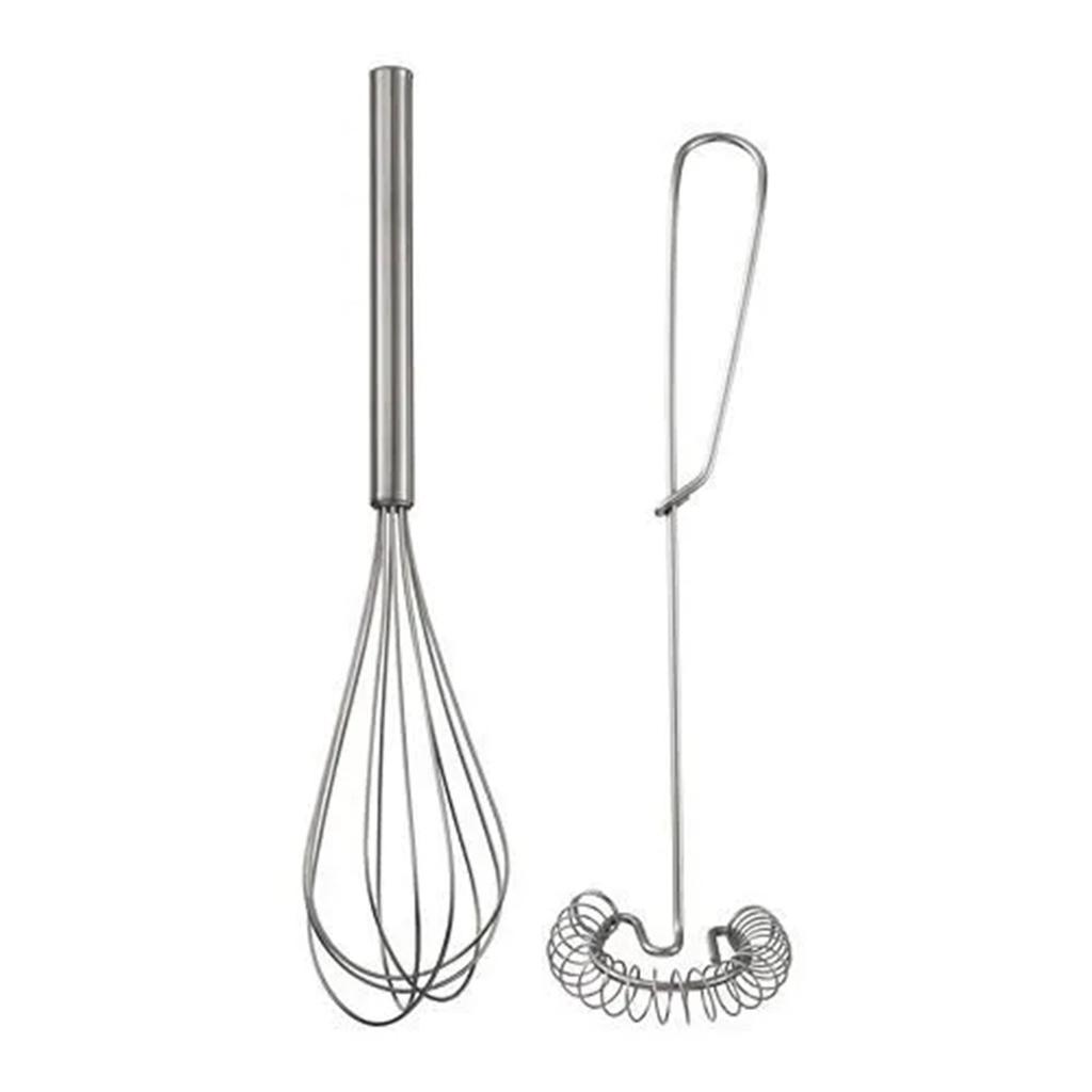 2PC Handle Whisk Stainless Steel Kitchen Mixer Wire Egg Beater Tool