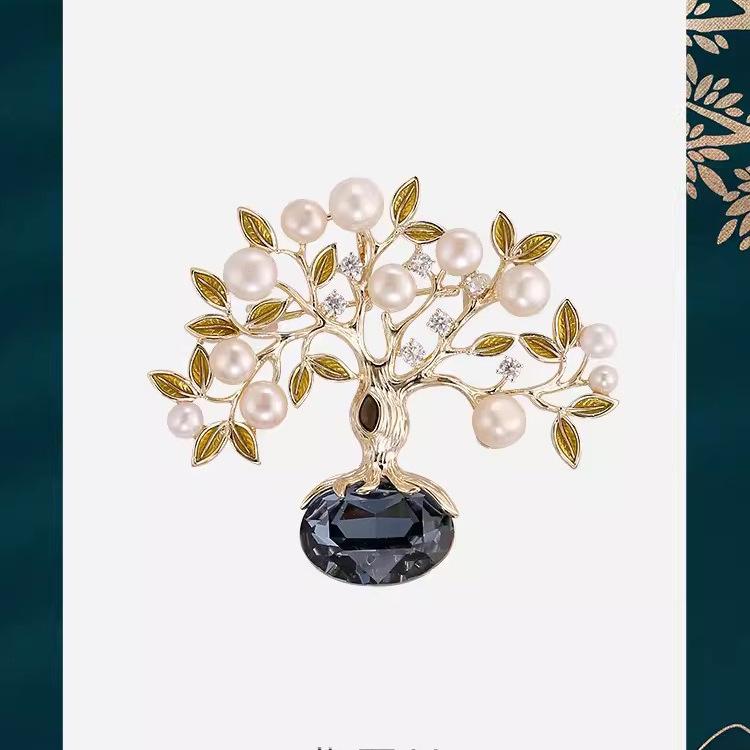 

Брошь в виде дерева удачи в стиле ретро, женская, нежная, жемчужная, в виде листа, брошь в виде нишевого дизайна, булавка для чувств, аксессуары для темперамента