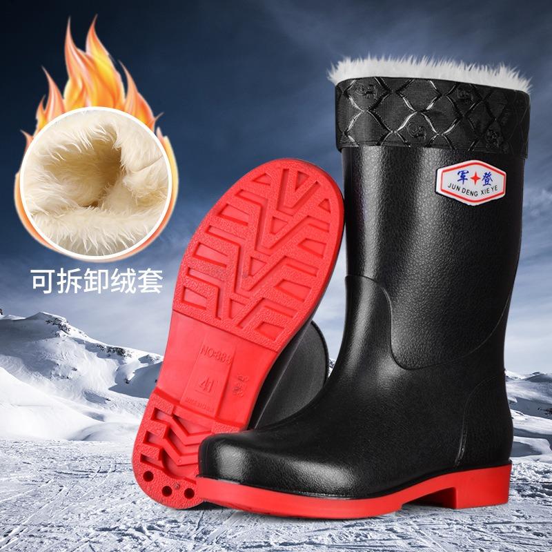 Fashion rain shoes men's and women's water shoes imitation leather pattern rain boots neutral waterproof boots medium tube overshoes fishing outdoor