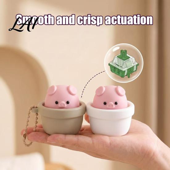 Portable Desk Toy Potted Pig Clicker with Bead Chain Clicky Button Fidget Finger for Stress Relief Backpacks School Bags Decor