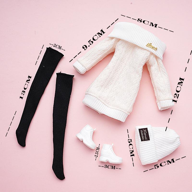 New 6'30cm Doll 11 Inch Mini Baby Clothes Fashionable Wool Jumpsuit Hat Pants Toy