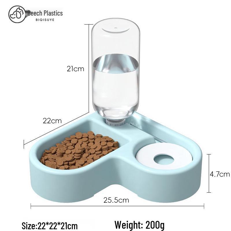 

Автоматическая поилка в форме сердца и двойная миска для кормления для кошек и собак синий
